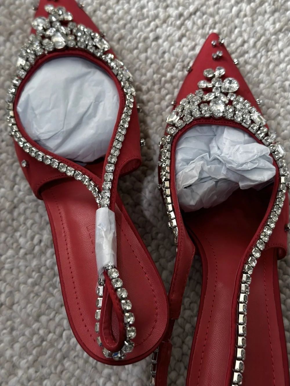 A Classy Chic Boutique Red Crystal-Embellished Slingback Pump